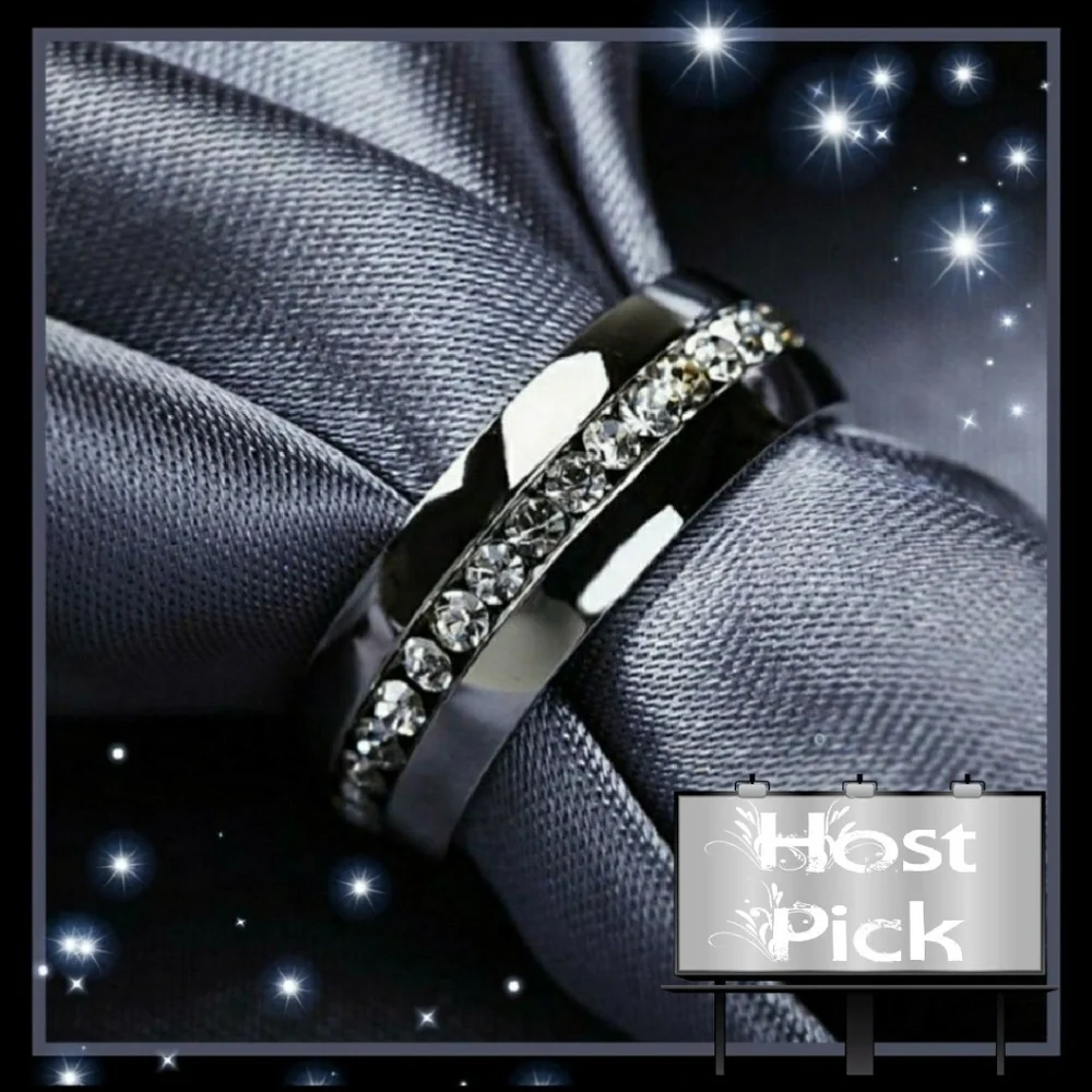 Titanium ✦ White Sapphire Eternity Band ✦ Solid Titanium Unisex Ring NWT - Picture 3 of 8